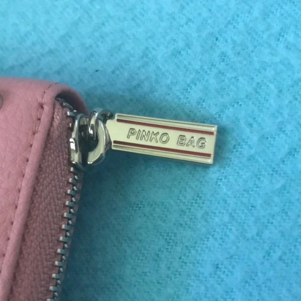 PINKO BAG leather embellished on both sides zipper wallet 4 inside pockets